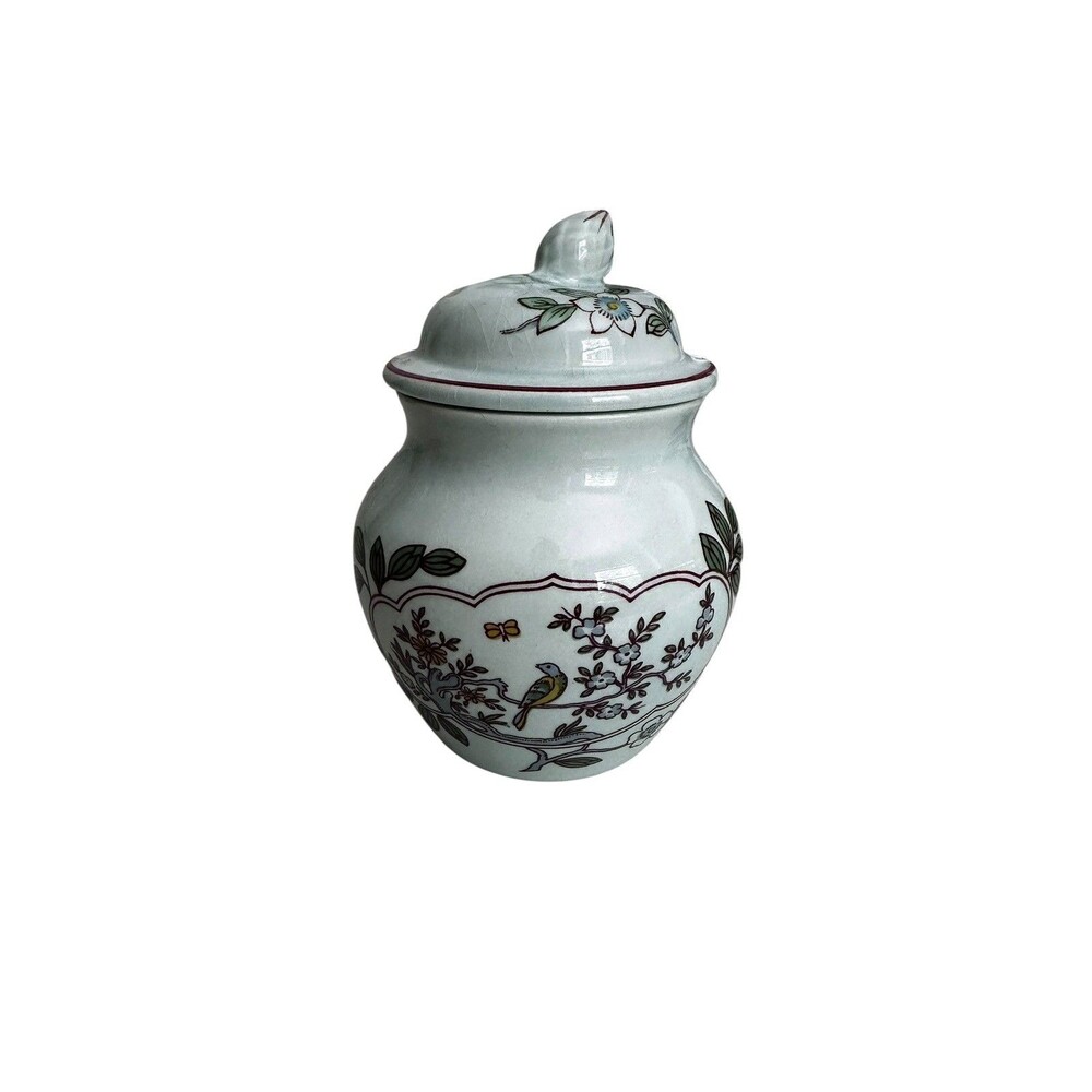 Vintage Adams Calyx Ware Singapore Bird Sugar Bowl Black Mark Made in England